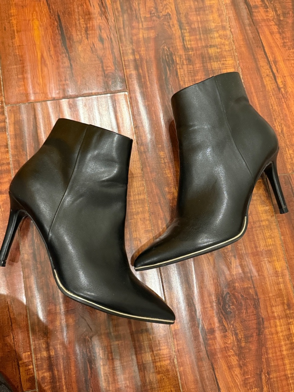 Marc Fisher Black Pointed Toe Ankle Booties with Stiletto Heel